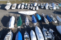 Outdoor boat storage at Sunset Bay Marina in Chicago, Illinois.